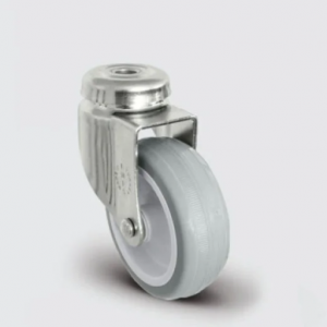 EU04ZKC50 Oynak Delik Bağlantılı Poliamid Üzeri PVC Kaplı Tekerlek Çap:50 Çift Bilya Yataklı Maşa, Kendinden Burçlu