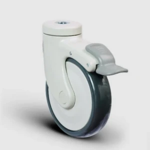 EC04MBT100F Döner Delik Bağlantılı Frenli Plastik Maşalı Çap:100 Medikal Ekipman Tekerleği Bilya Rulmanlı Oynak Maşalı Delik Bağlantılı