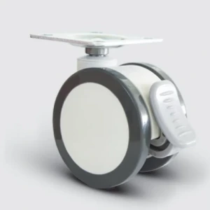 EQ01ZKP50F Döner Tablalı Frenli Plastik Maşalı Çap:50 Çift Kasnaklı Medikal Tekerlek Oynak Maşalı