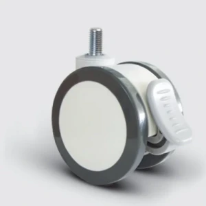 EQ05ZKP75F Döner Civatalı Frenli Plastik Maşalı Çap:75 Çift Kasnaklı Medikal Tekerlek Oynak Civata Bağlantılı Kilitli