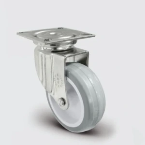 EU01ZKC50 Döner Tablalı Poliamid Üzeri PVC Kaplı Tekerlek Çap:50 Çift Bilya Yataklı Maşa, Kendinden Burçlu