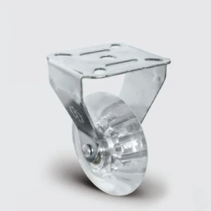 EU02DKP50 Sabit Maşalı Polikarbonat Üzeri PVC Kaplı Şeffaf Tekerlek Çap:50 Kendinden Burçlu