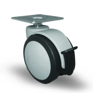 EC01MKT75F Döner Tablalı Frenli Poliüretan Tekerlek Çap:75 Oynak Frenli Tabla Bağlantılı, Burçlu Mobilya Tekerleği Medikal Ekipman Tekeri