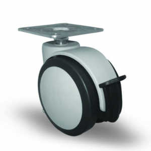 Döner Tablalı Frenli Poliüretan Tekerlek Çap:75 Oynak Frenli Tabla Bağlantılı, Burçlu Mobilya Tekerleği Medikal Ekipman Tekeri