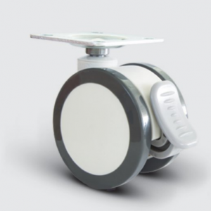 Döner Tablalı Frenli Plastik Maşalı Çap:50 Çift Kasnaklı Medikal Tekerlek Oynak Maşalı